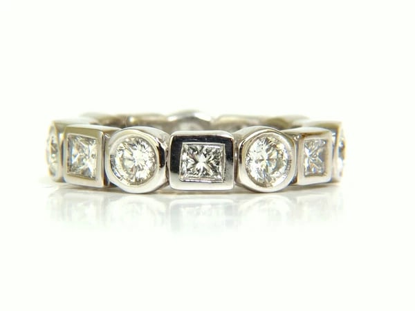 2.80CT NATURAL ROUNDS PRINCESS DIAMONDS ETERNITY BAND PLATINUM FLUSH DURABLE - 5