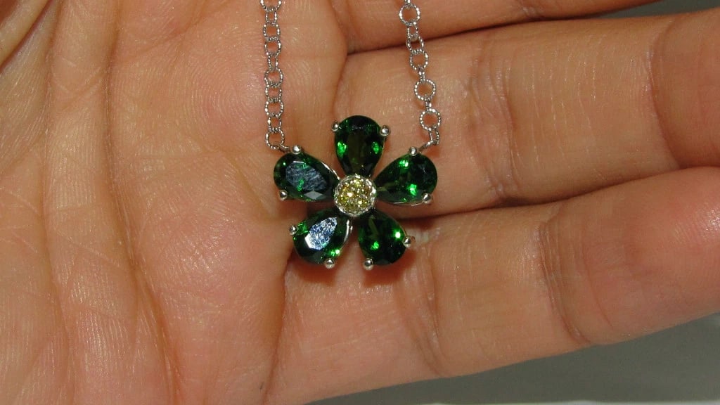 4.60CT NATURAL TSAVORITE YELLOW DIAMOND PENDANT - 4