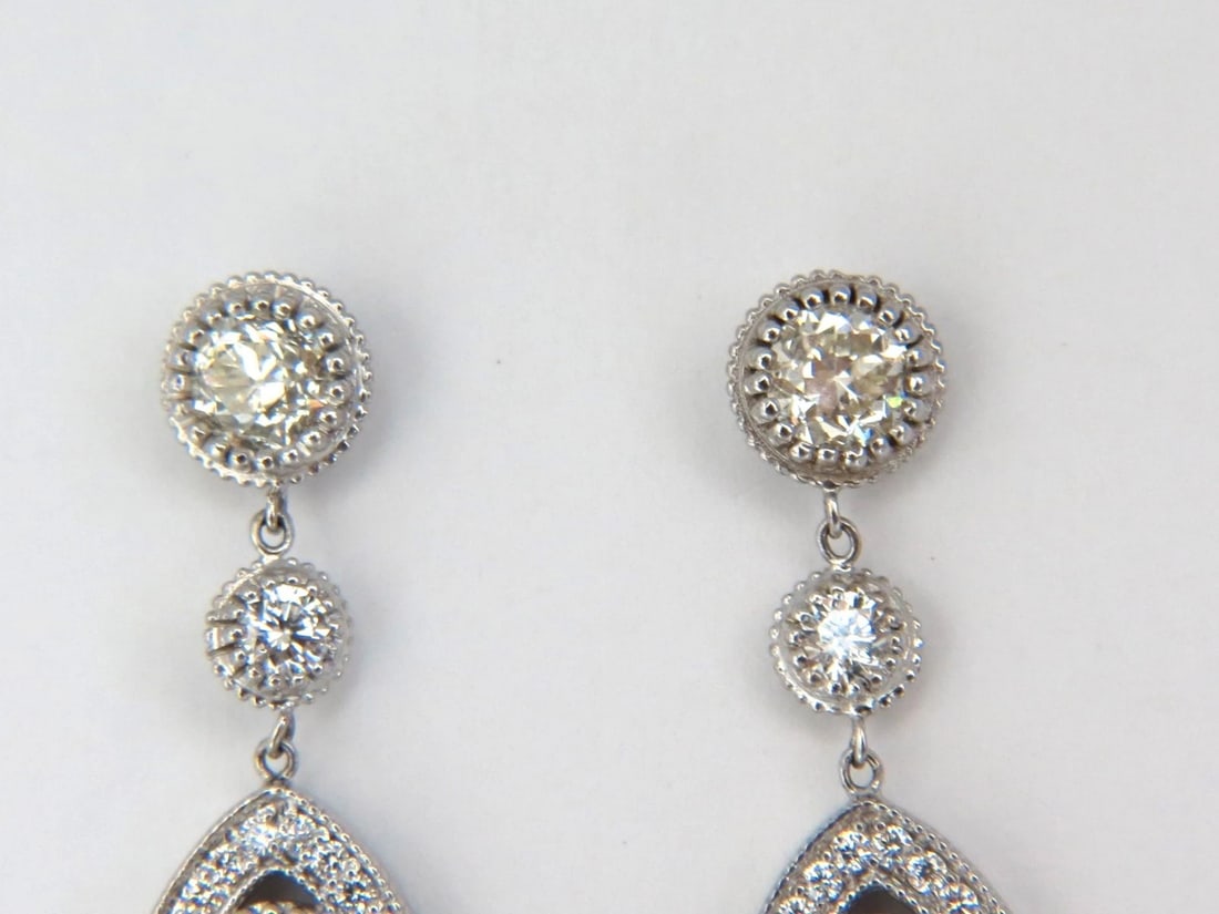 34.68ct Natural Pink Sapphire Diamonds Chandelier Earrings 18 Karat Dangle - 2