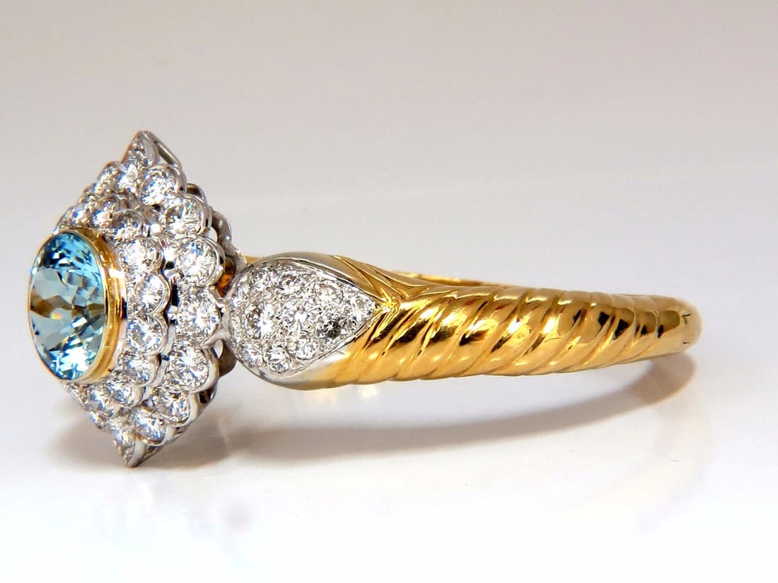 Aquamarine diamonds bangle bracelet 18kt 15.50ct Natural Italian Cluster - 3