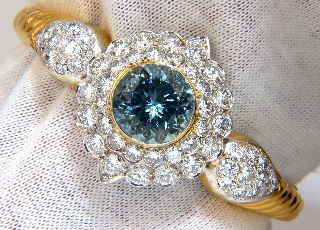 Aquamarine diamonds bangle bracelet 18kt 15.50ct Natural Italian Cluster - 7