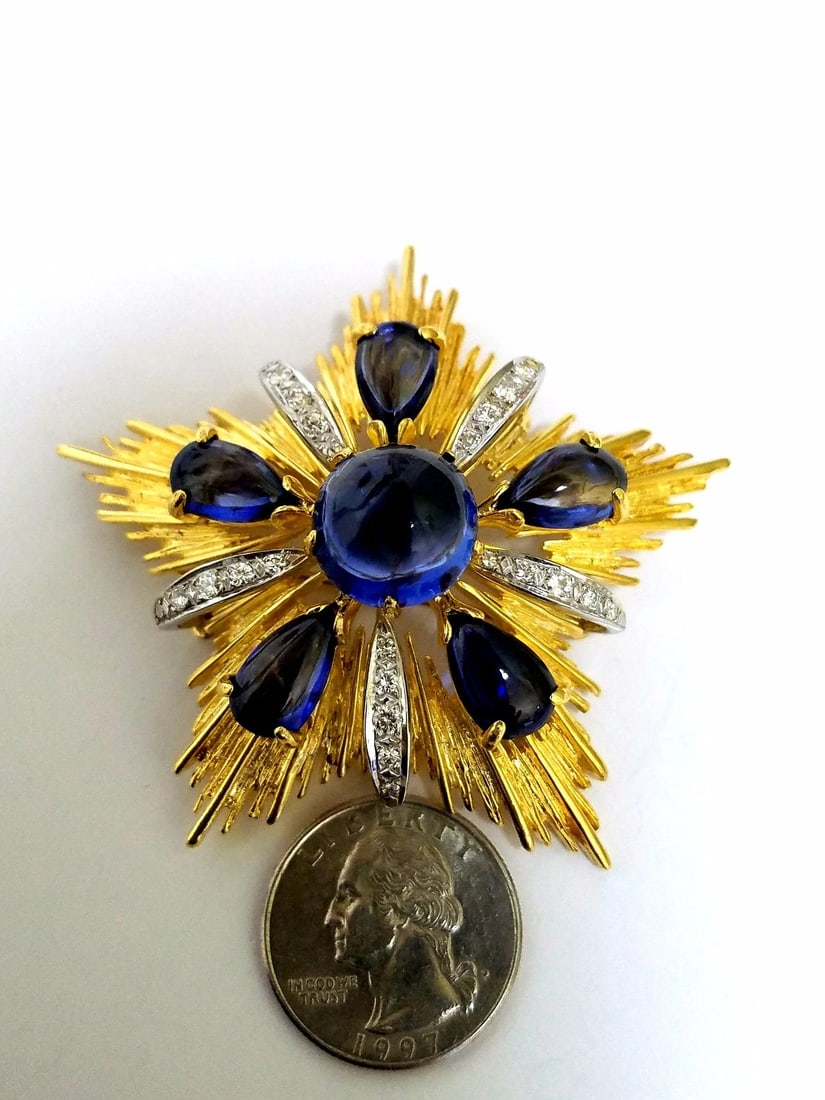 18kt 40ct Royal Medallion Brooch Pin Pendant Pearl Enhancer Ascot Knot - 3