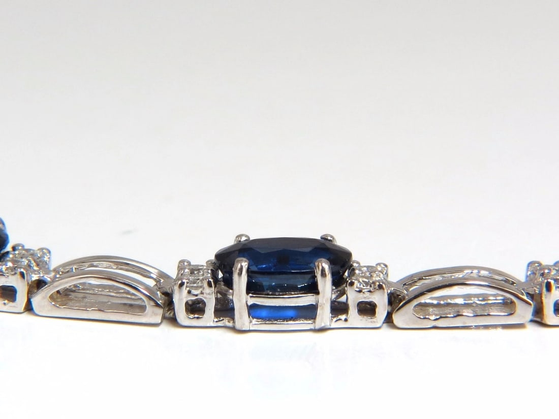 13.36ct natural blue kyanite diamonds tennis bracelet 14kt - 2