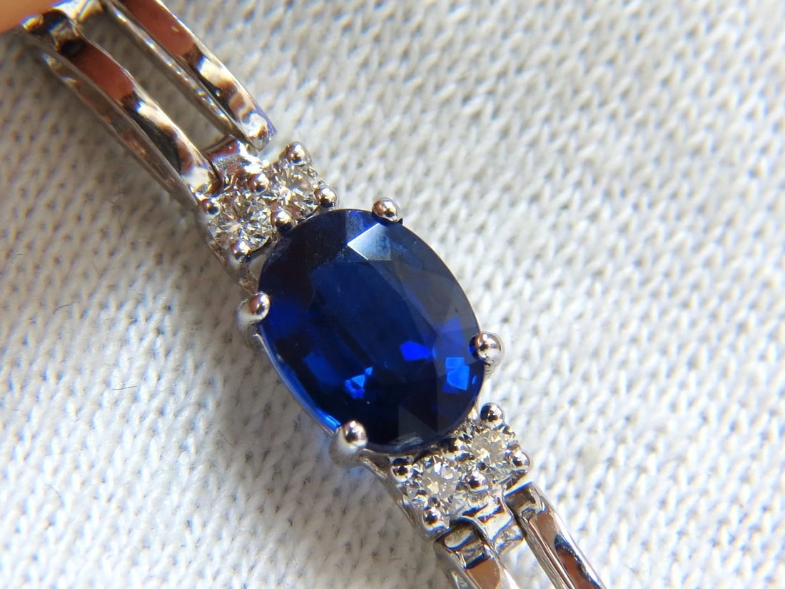 13.36ct natural blue kyanite diamonds tennis bracelet 14kt - 4