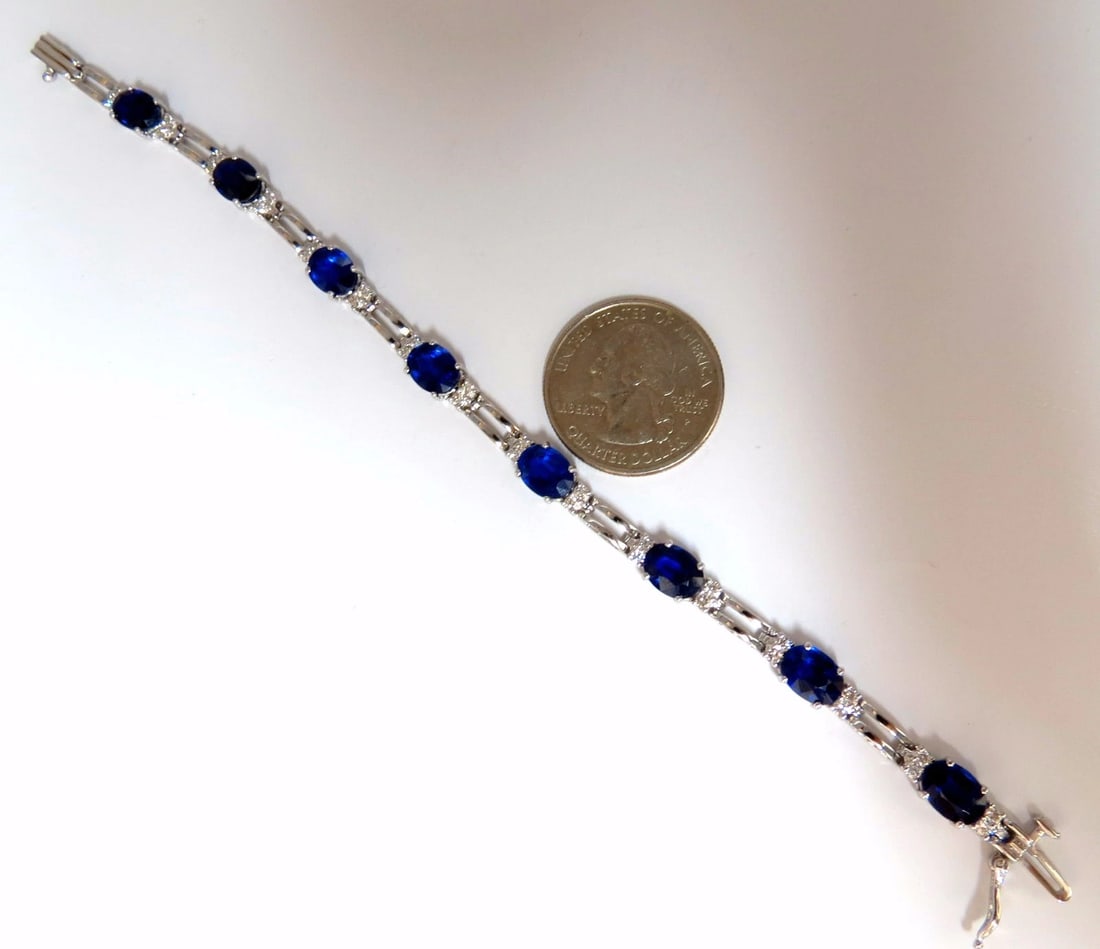 13.36ct natural blue kyanite diamonds tennis bracelet 14kt - 6