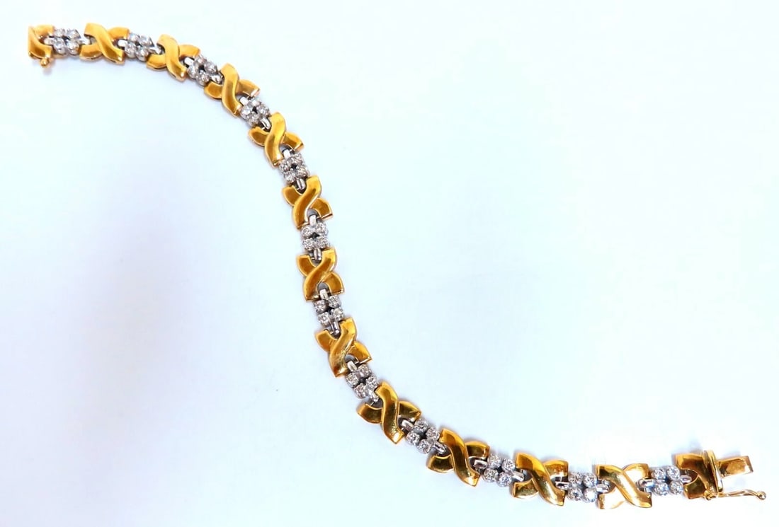 2ct Natural Diamonds X Link Bracelet 14kt gold two toned 7 1/4 - 2