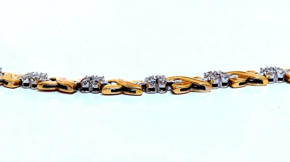 2ct Natural Diamonds X Link Bracelet 14kt gold two toned 7 1/4 - 3