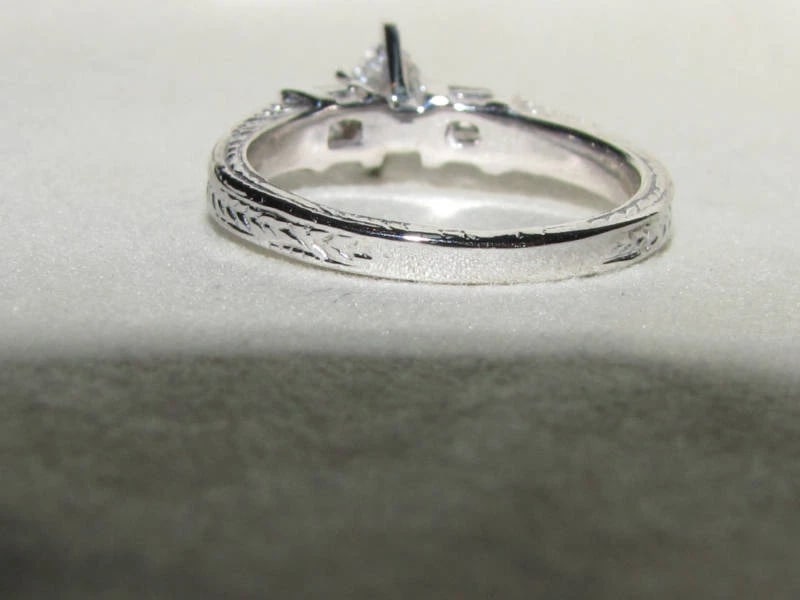 NATURAL .56CT MARQUISE & ASCHER CUT DIAMOND RING 14kt - 4