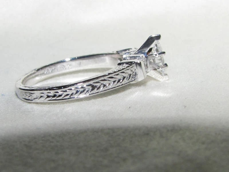 NATURAL .56CT MARQUISE & ASCHER CUT DIAMOND RING 14kt - 5