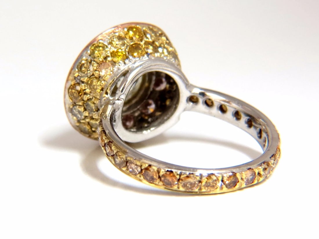 GIA certified 3.67ct Fancy Round Natural Diamond ring circular flush deck - 4