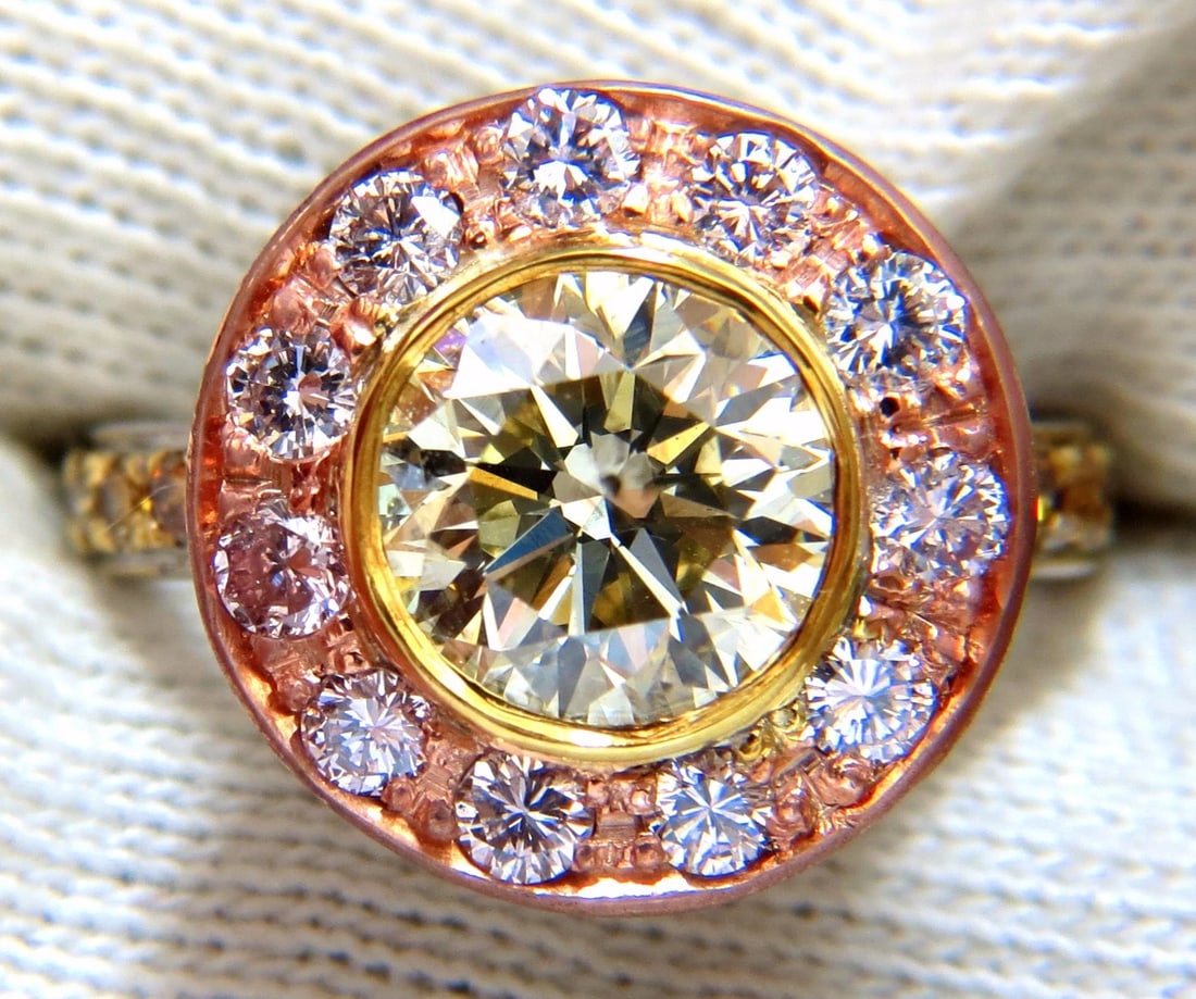 GIA certified 3.67ct Fancy Round Natural Diamond ring circular flush deck - 7