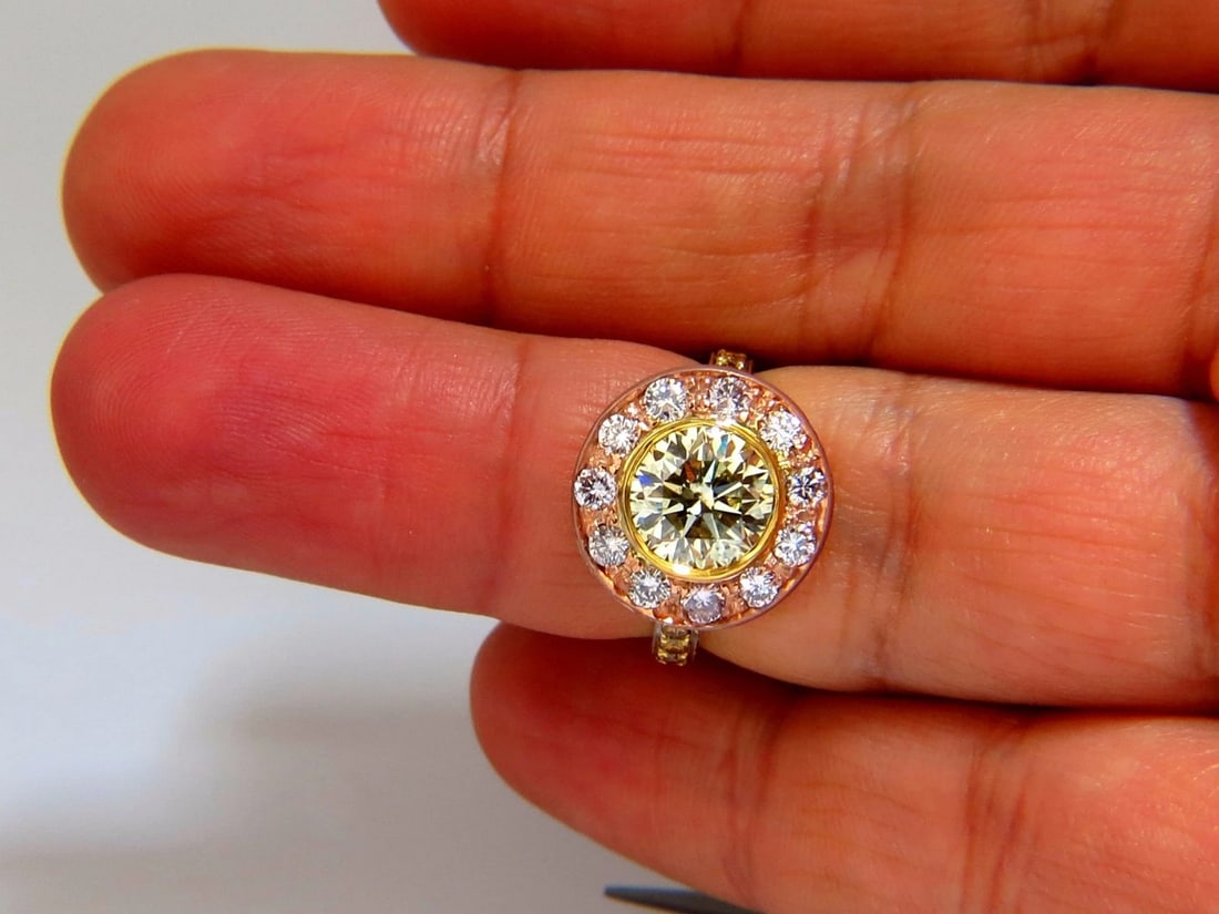 GIA certified 3.67ct Fancy Round Natural Diamond ring circular flush deck - 8