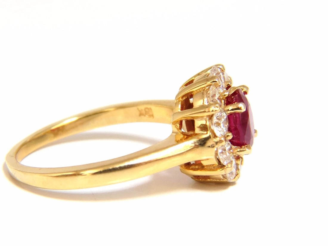 GIA Certified 1.54ct oval cut red natural ruby .88ct diamonds ring 18kt - 2