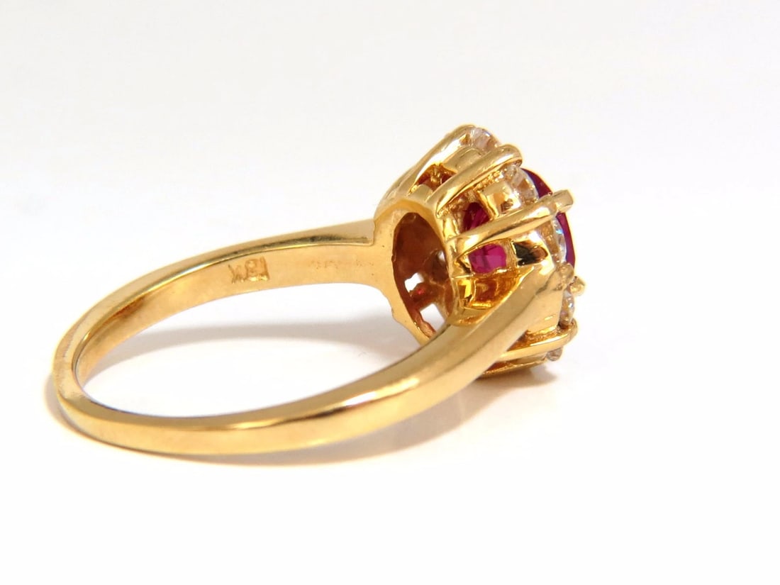 GIA Certified 1.54ct oval cut red natural ruby .88ct diamonds ring 18kt - 3