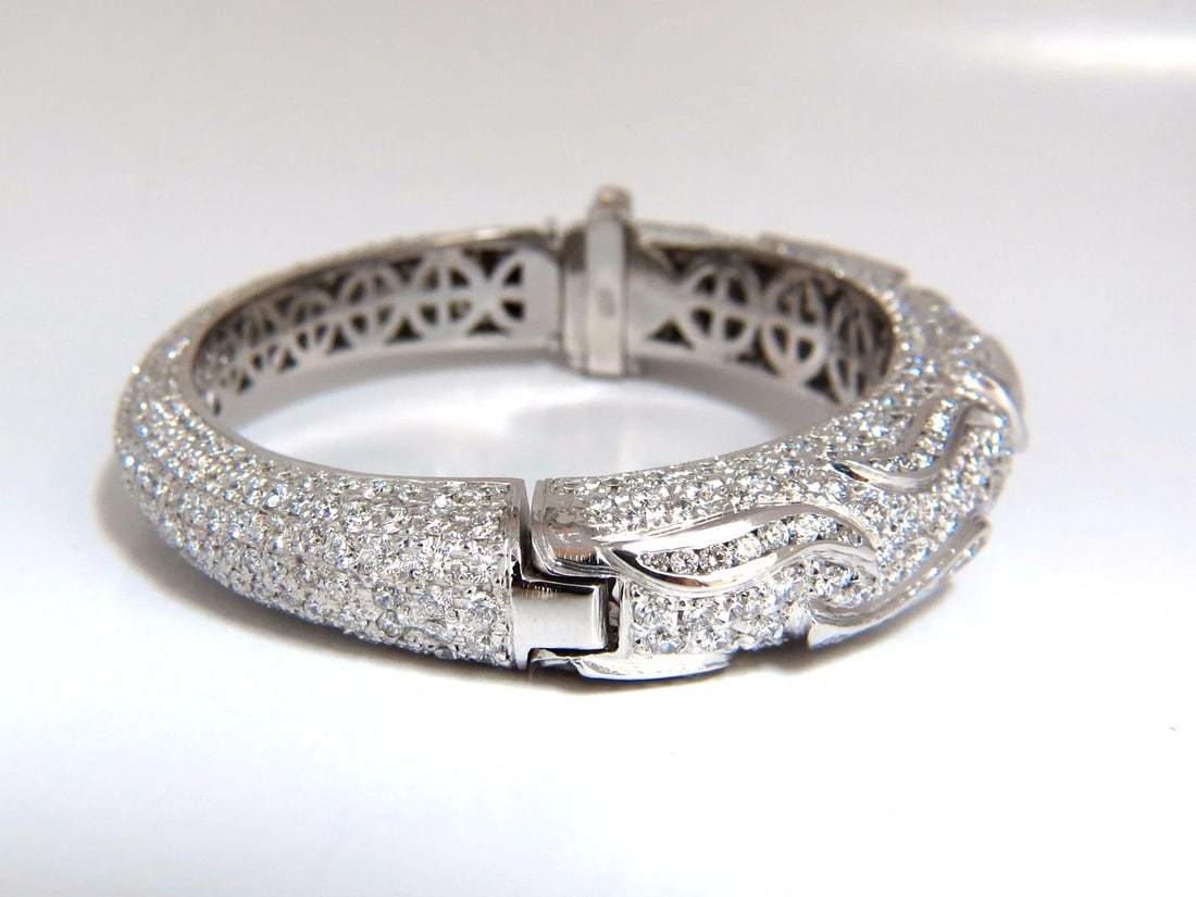14.02ct natural diamonds eternity encrusted bangle bracelet 18kt Glam - 2