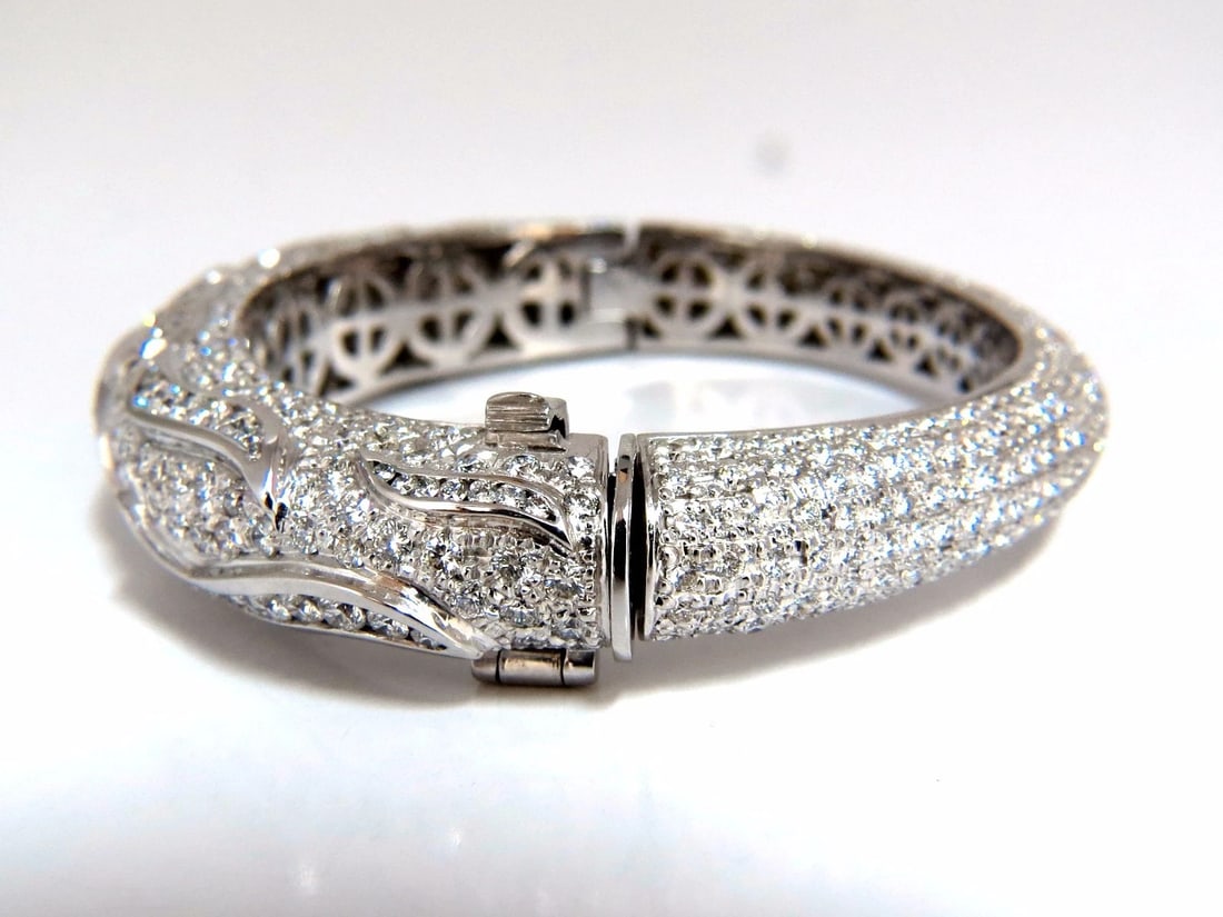14.02ct natural diamonds eternity encrusted bangle bracelet 18kt Glam - 3