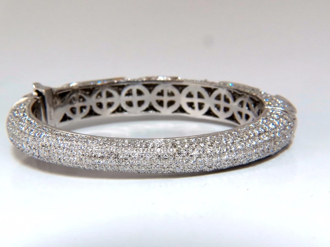 14.02ct natural diamonds eternity encrusted bangle bracelet 18kt Glam - 4
