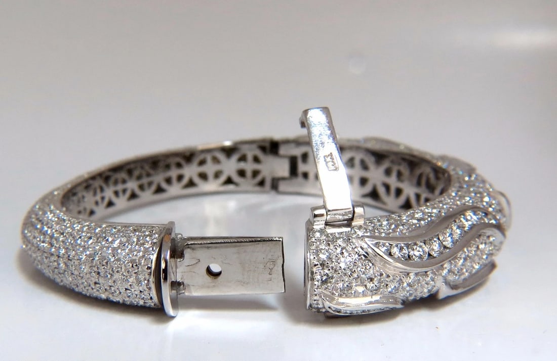 14.02ct natural diamonds eternity encrusted bangle bracelet 18kt Glam - 5