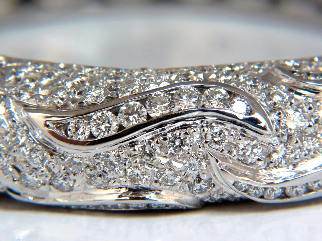 14.02ct natural diamonds eternity encrusted bangle bracelet 18kt Glam - 7