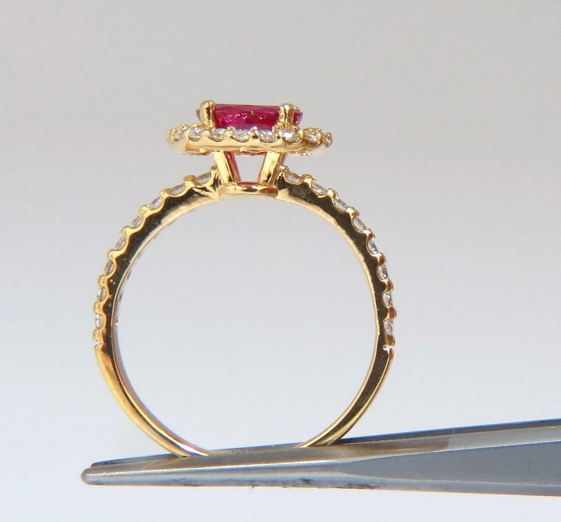 Burma Natural GIA Certified 1.01ct oval cut red ruby .50ct diamonds ring 14kt - 3