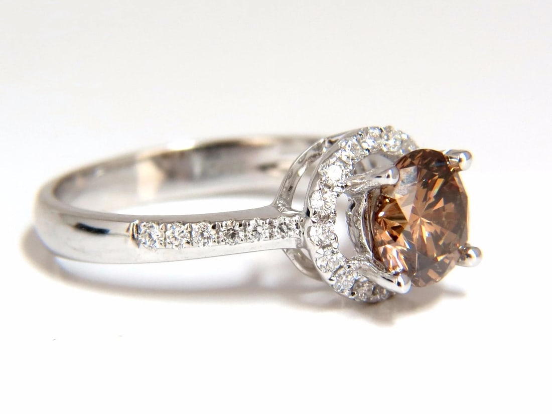 1.78ct natural fancy vivid orange brown diamond ring 18kt - 2