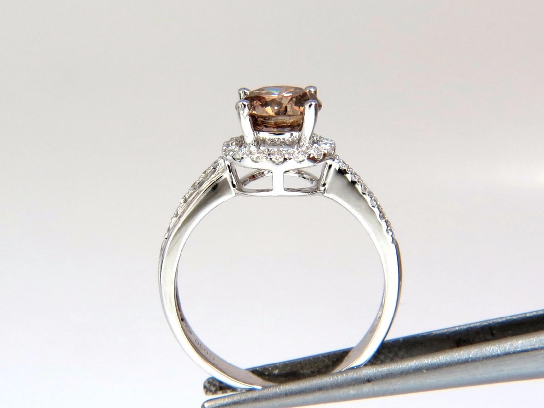 1.78ct natural fancy vivid orange brown diamond ring 18kt - 4