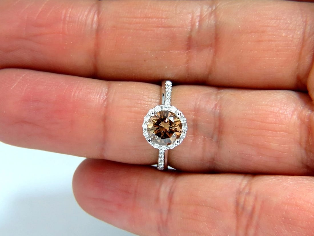 1.78ct natural fancy vivid orange brown diamond ring 18kt - 5