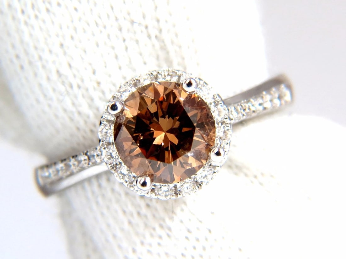 1.78ct natural fancy vivid orange brown diamond ring 18kt - 6