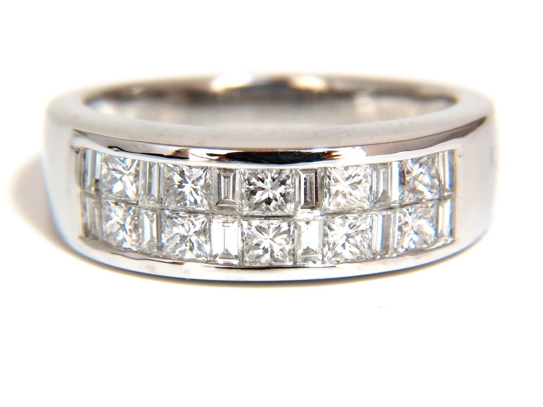 PLATINUM 2.00CT NATURAL DIAMONDS BAND G/VS BAGUETTE PRINCESS CHANNEL BRILLIANT - 2