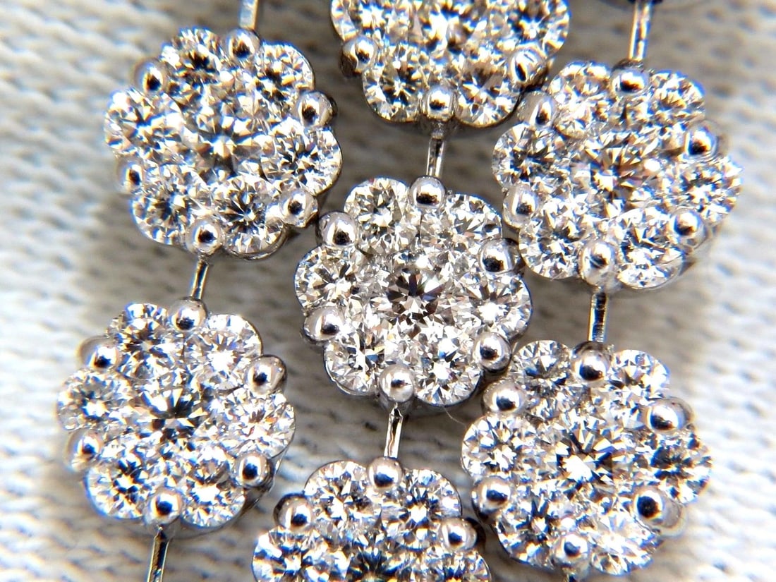 6.50ct natural round diamonds tier floating cluster dangle earrings g.vs 18kt - 2