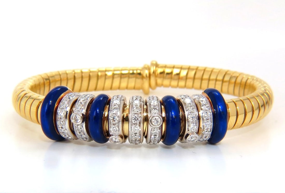 1.50ct Natural Diamonds Ladies Flexible Accordion Bangle Bracelet 18 karat: Title: 1.50ct Natural Diamonds Ladies Flexible Accordion Bangle Bracelet 18 karat Description: ONLY MAGNIFICENT JEWELS Ladies Diamonds flexible accordion bangle bracelet. The most durable of the accor