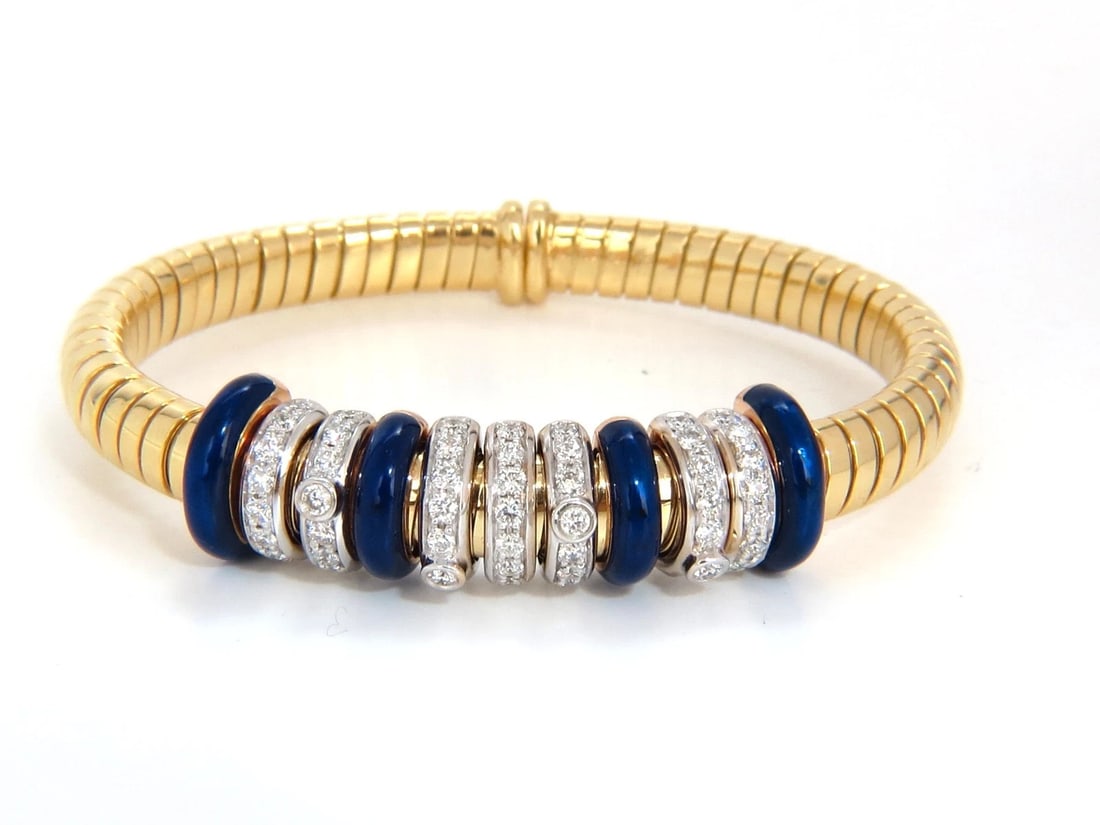 1.50ct Natural Diamonds Ladies Flexible Accordion Bangle Bracelet 18 karat - 8