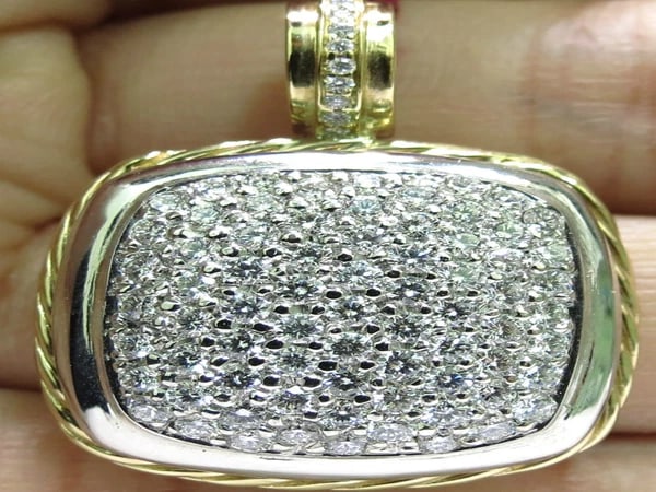 2.40CT DIAMONDS CLUSTER PAVE PENDANT ROPE TWIST & 14kt - 2