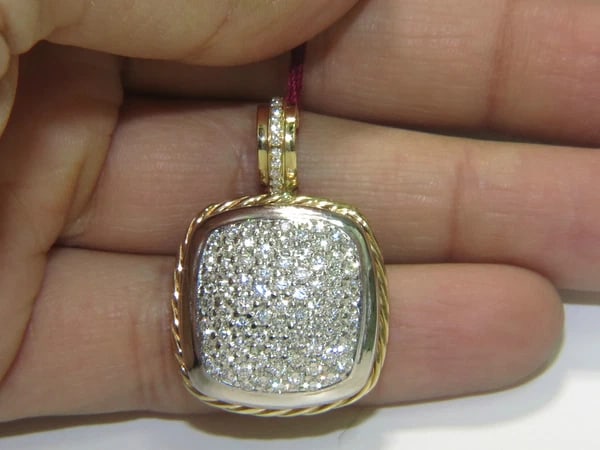 2.40CT DIAMONDS CLUSTER PAVE PENDANT ROPE TWIST & 14kt - 3