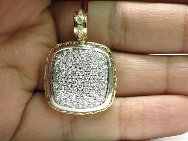 2.40CT DIAMONDS CLUSTER PAVE PENDANT ROPE TWIST & 14kt - 4
