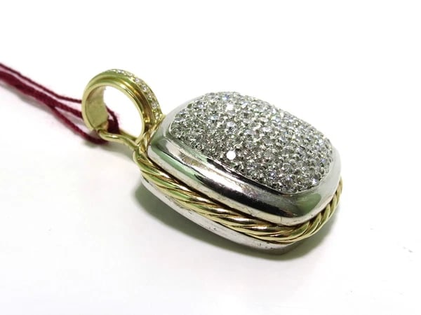 2.40CT DIAMONDS CLUSTER PAVE PENDANT ROPE TWIST & 14kt - 5