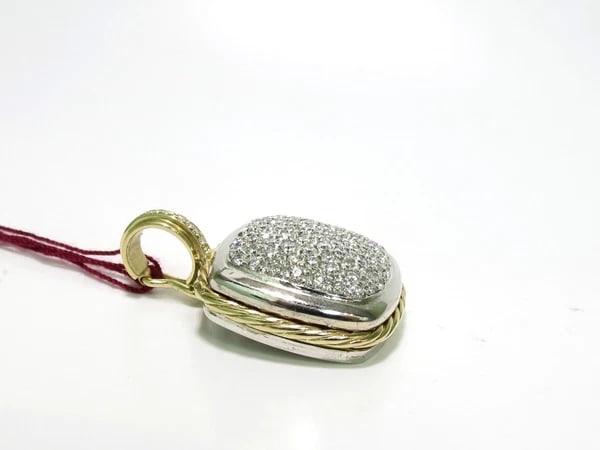 2.40CT DIAMONDS CLUSTER PAVE PENDANT ROPE TWIST & 14kt - 6