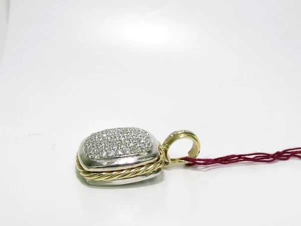 2.40CT DIAMONDS CLUSTER PAVE PENDANT ROPE TWIST & 14kt - 7