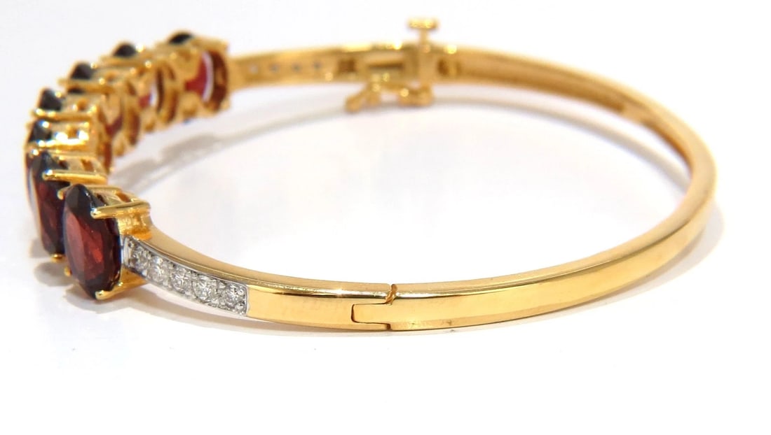 16.75ct NATURAL RED GARNET DIAMONDS BANGLE BRACELET 14KT - 4