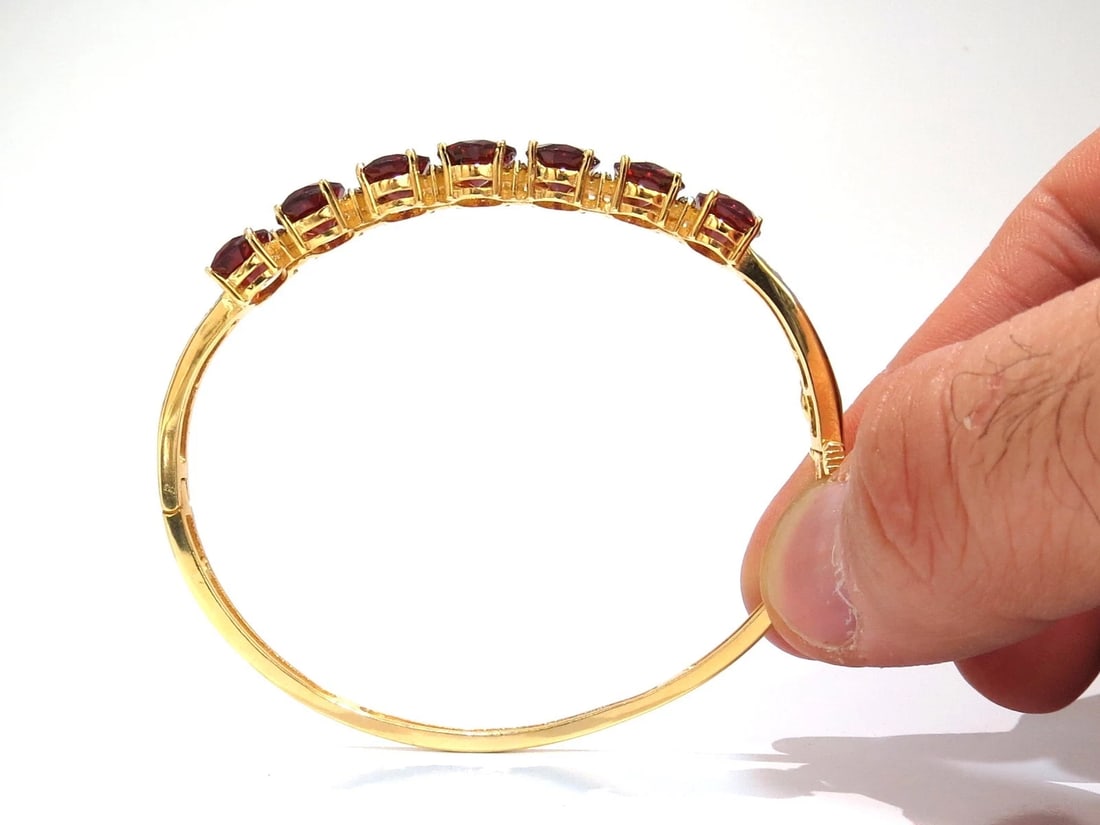 16.75ct NATURAL RED GARNET DIAMONDS BANGLE BRACELET 14KT - 6