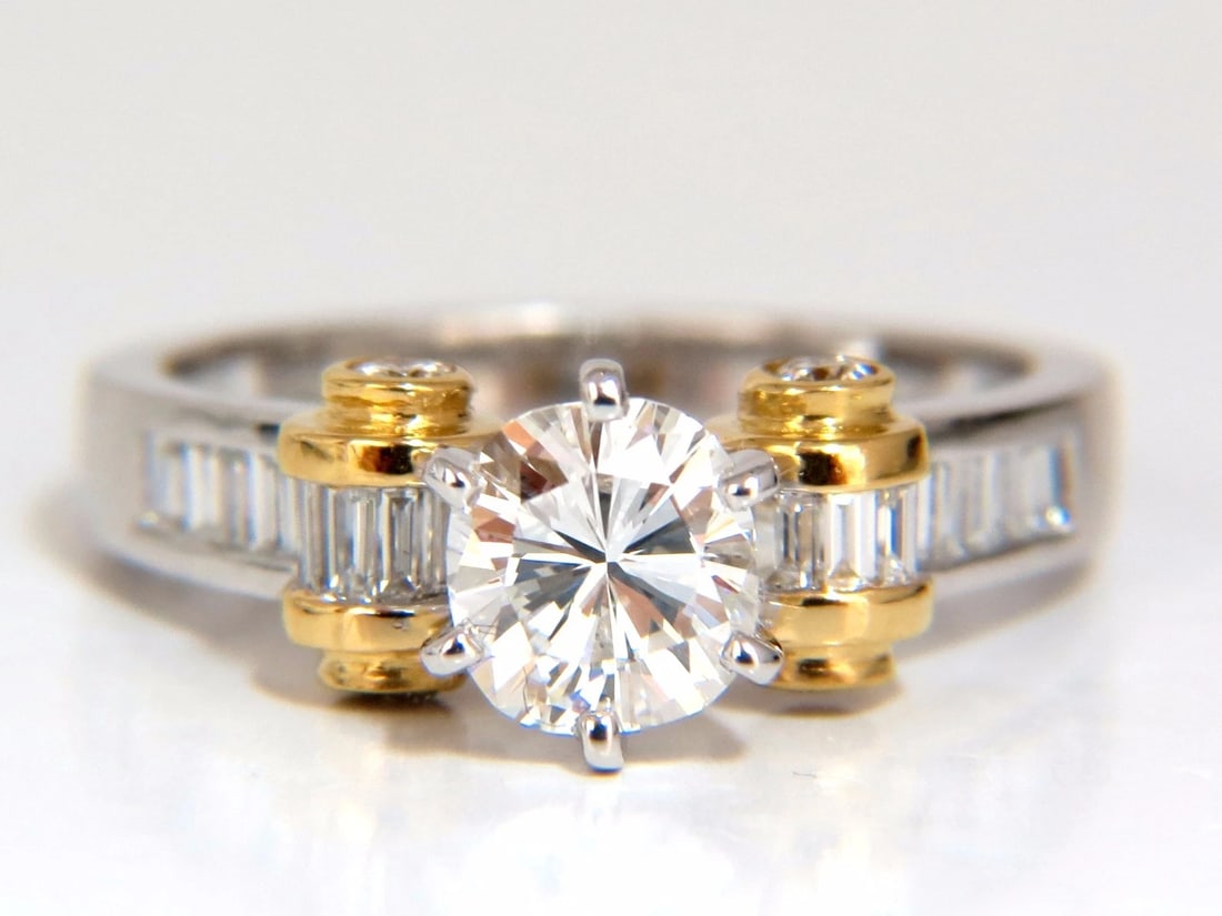 GIA Certified 1.01ct natural cushion cut baguettes diamond ring platinum E/Vs2 - 3
