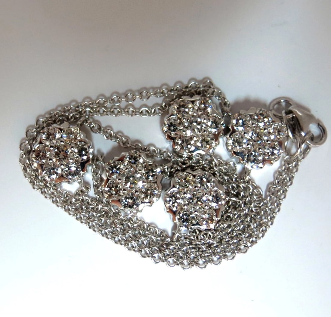 4.40CT NATURAL DIAMONDS CLUSTER BY YARD NECKLACE G/VS 14KT+ - 7