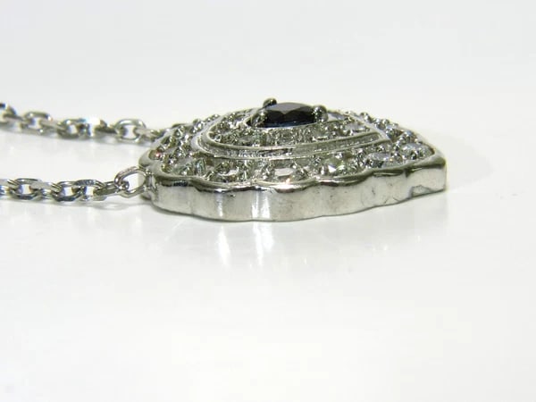 1.25CT NATURAL SAPPHIRE DIAMOND CLUSTER NECKLACE 14KT - 7
