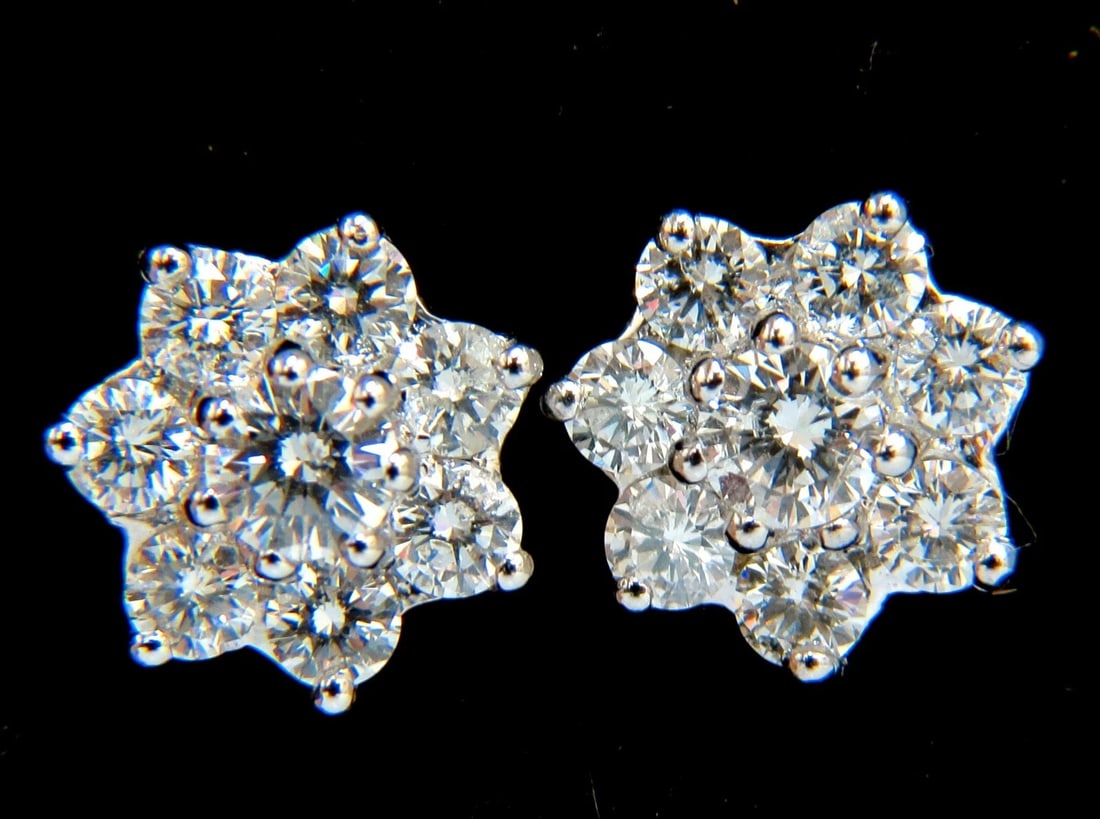 5.50CT NATURAL DIAMONDS FLOATING CLUSTER EARRINGS NECKLACE SUITE 18KT+ - 2