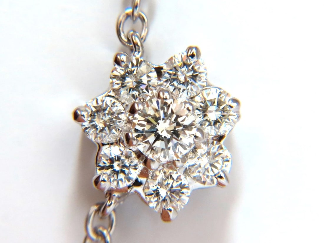 5.50CT NATURAL DIAMONDS FLOATING CLUSTER EARRINGS NECKLACE SUITE 18KT+ - 4