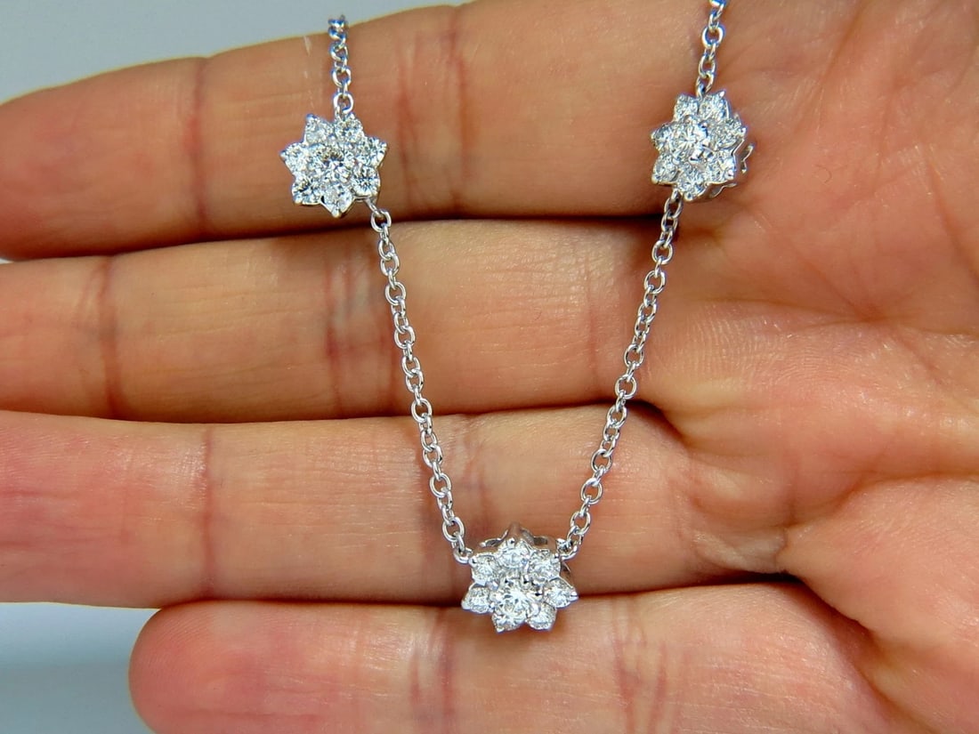 5.50CT NATURAL DIAMONDS FLOATING CLUSTER EARRINGS NECKLACE SUITE 18KT+ - 6