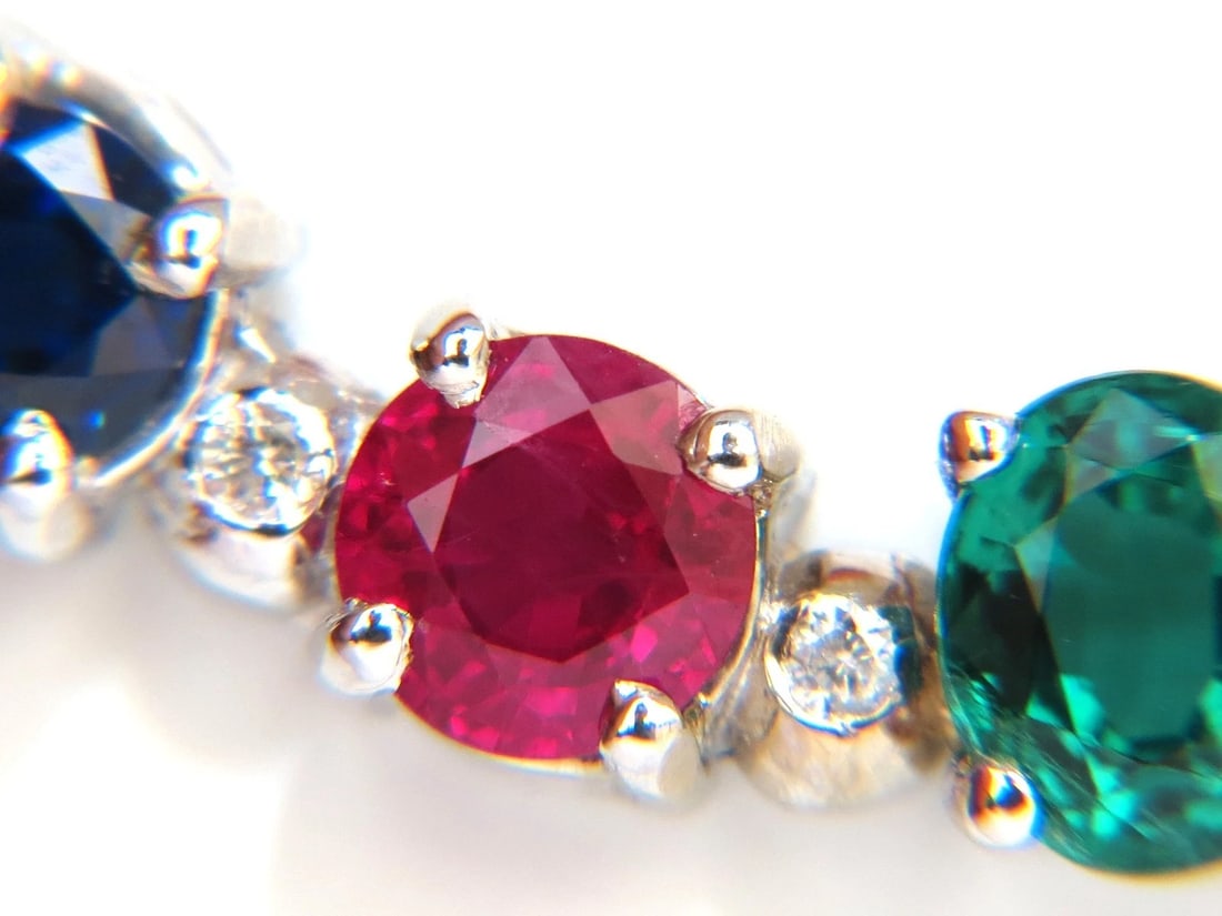 3.60CT NATURAL RUBY EMERALD SAPPHIRE DIAMONDS NECKLACE F/VS ARCH & BY YARD - 3