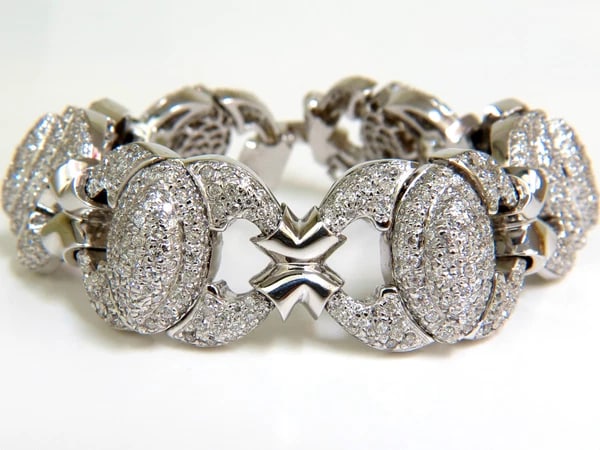 17.20CT NATURAL DIAMONDS LINK BRACELET 14KT F/G VS MODERN DECO 14kt GOLD - 8