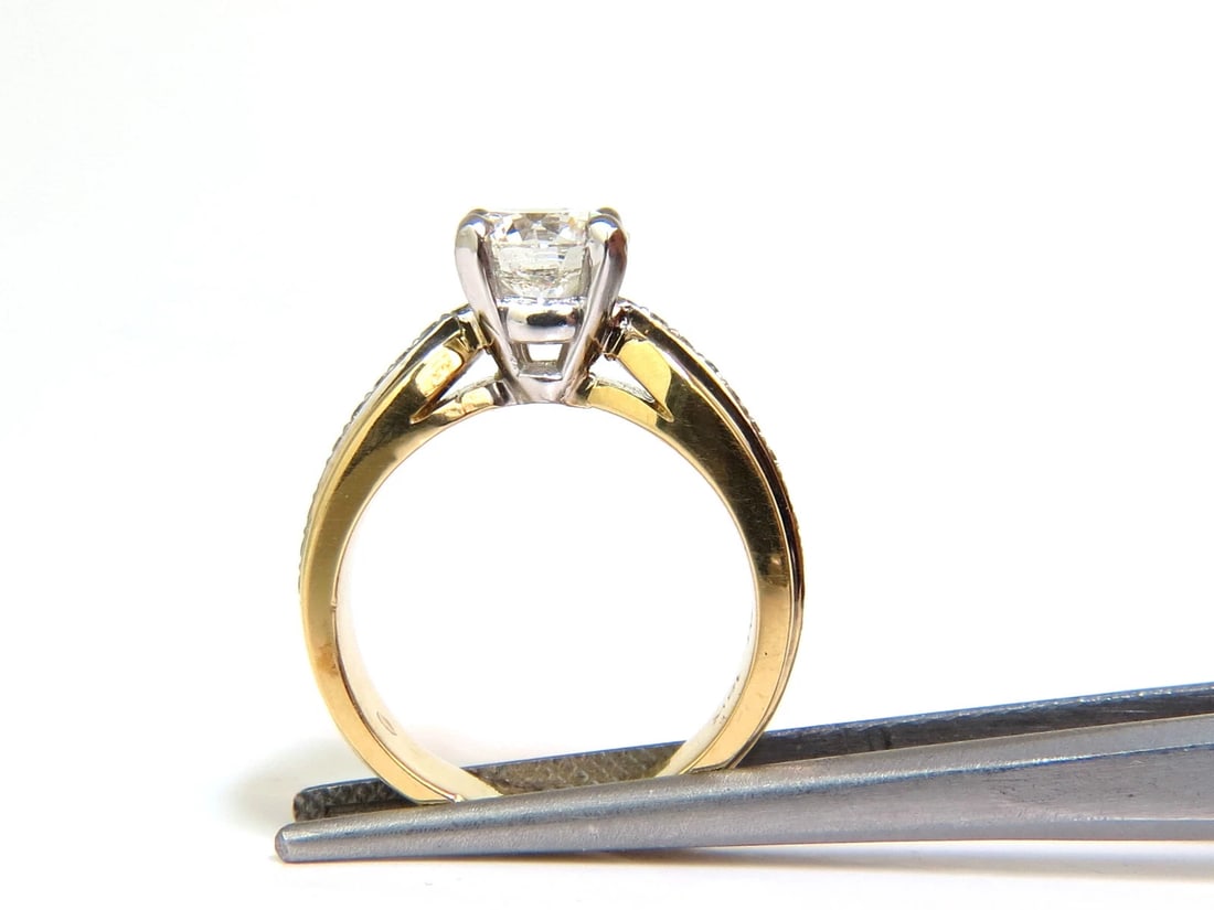 GIA CERTIFIED 1.26CT J/SI ROUND BRILLIANT DIAMOND BEAD SET PLATINUM 18KT RING - 7