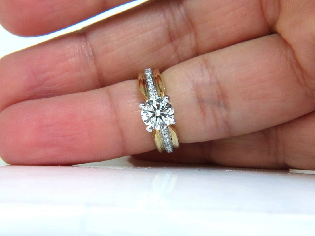 GIA CERTIFIED 1.26CT J/SI ROUND BRILLIANT DIAMOND BEAD SET PLATINUM 18KT RING - 8